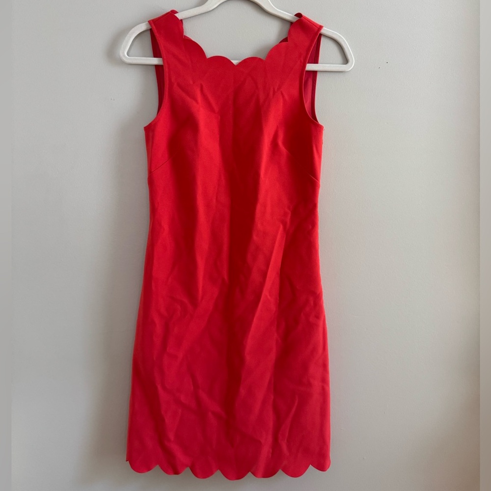 J. Crew Vibrant Red Scalloped Dress